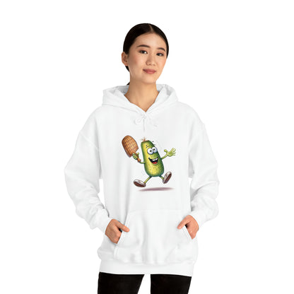 Pickle Player Action: Cartoon Swinging Pickleball Paddle - Sporty Charm - Unisex Heavy Blend™ Hooded Sweatshirt