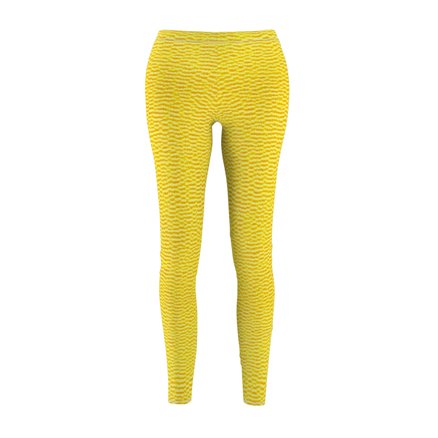 Sunshine Yellow Lemon: Denim-Inspired, Cheerful Fabric - Women's Cut & Sew Casual Leggings (AOP)