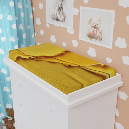 Banana Yellow Lemon: Bold Distressed, Denim-Inspired Fabric - Baby Changing Pad Cover