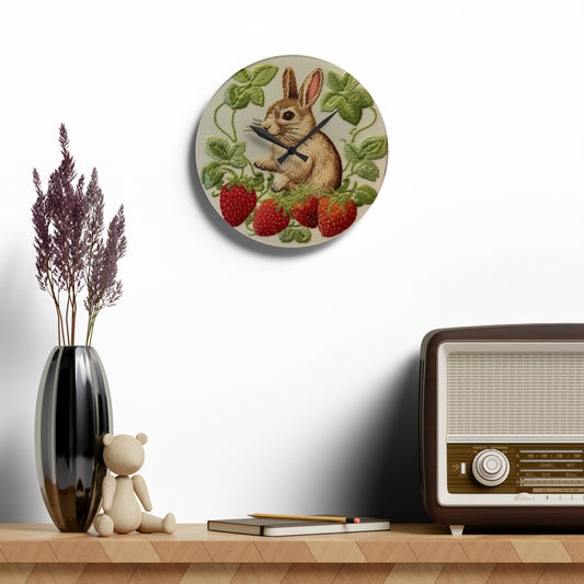 Easter Bunny Rabbit Strawberry Acrylic Wall Clock
