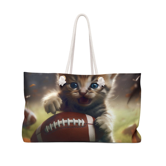 Football Kitten Touchdown: Tabby's Winning Play Sport Game - Weekender Bag