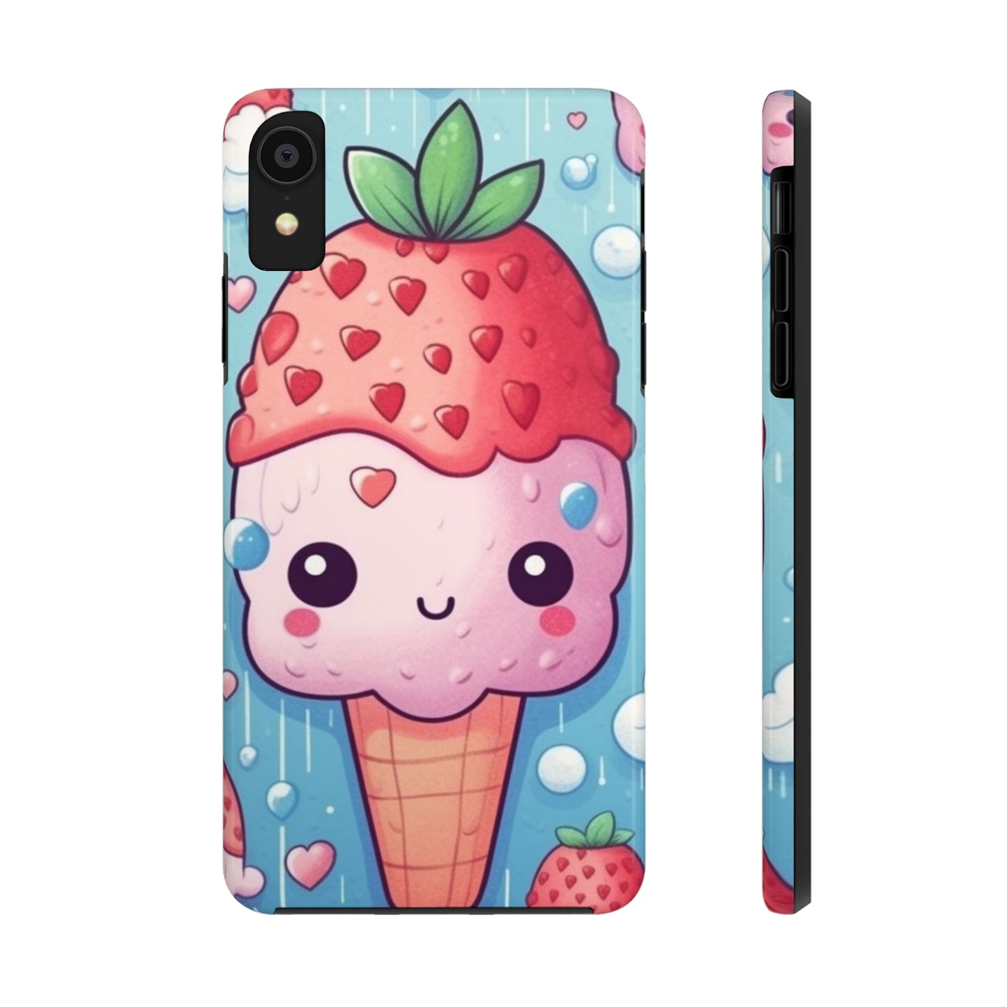 Kawaii Strawberry Sundae Cone - Traditional Japanese Anime Dessert Delight - Sweet Berry Otaku Gift - Tough Phone Cases