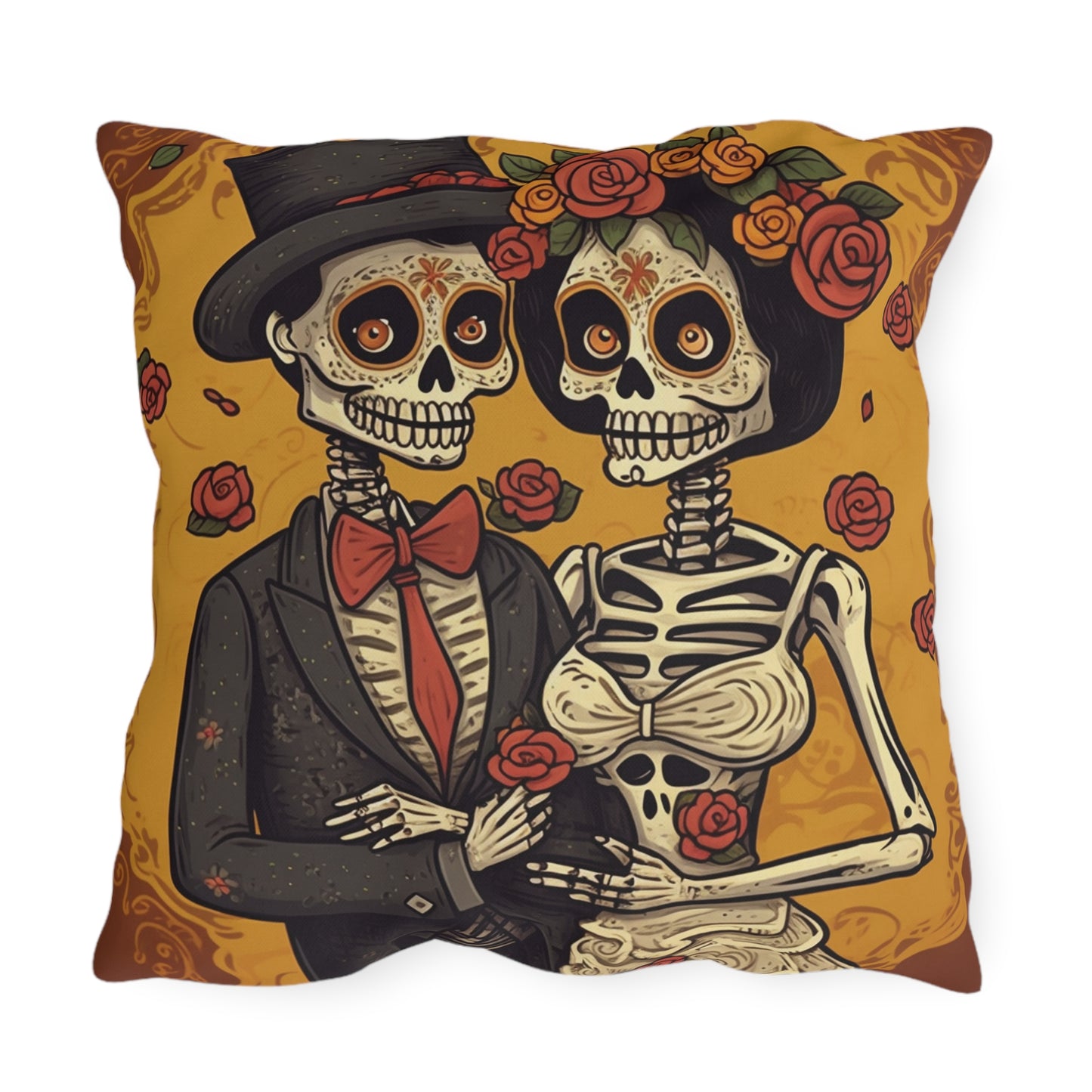 Halloween Wedding Marriage, Bride & Groom - Forever Soulmates - Outdoor Pillows