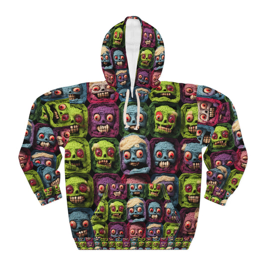 Zombie Crochet Halloween Spooky Holiday Festive Horror Living Dead - Unisex Pullover Hoodie (AOP)