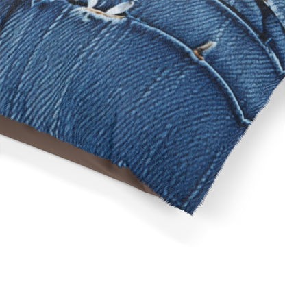 Midnight Blue Distressed Denim: Rugged, Torn & Stylish Design -  Dog & Pet Bed