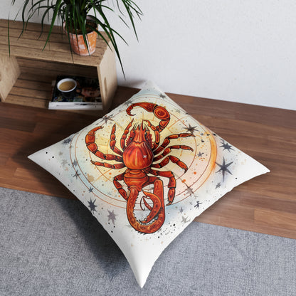 Prickly Scorpio Astrology - Sharp Zodiac Scorpion Celestial Horoscope - Tufted Floor Pillow, Square