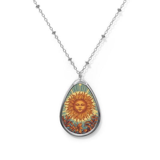 Sun Tarot Card Symbol of Growth, Life, and Radiance - Oval Necklace