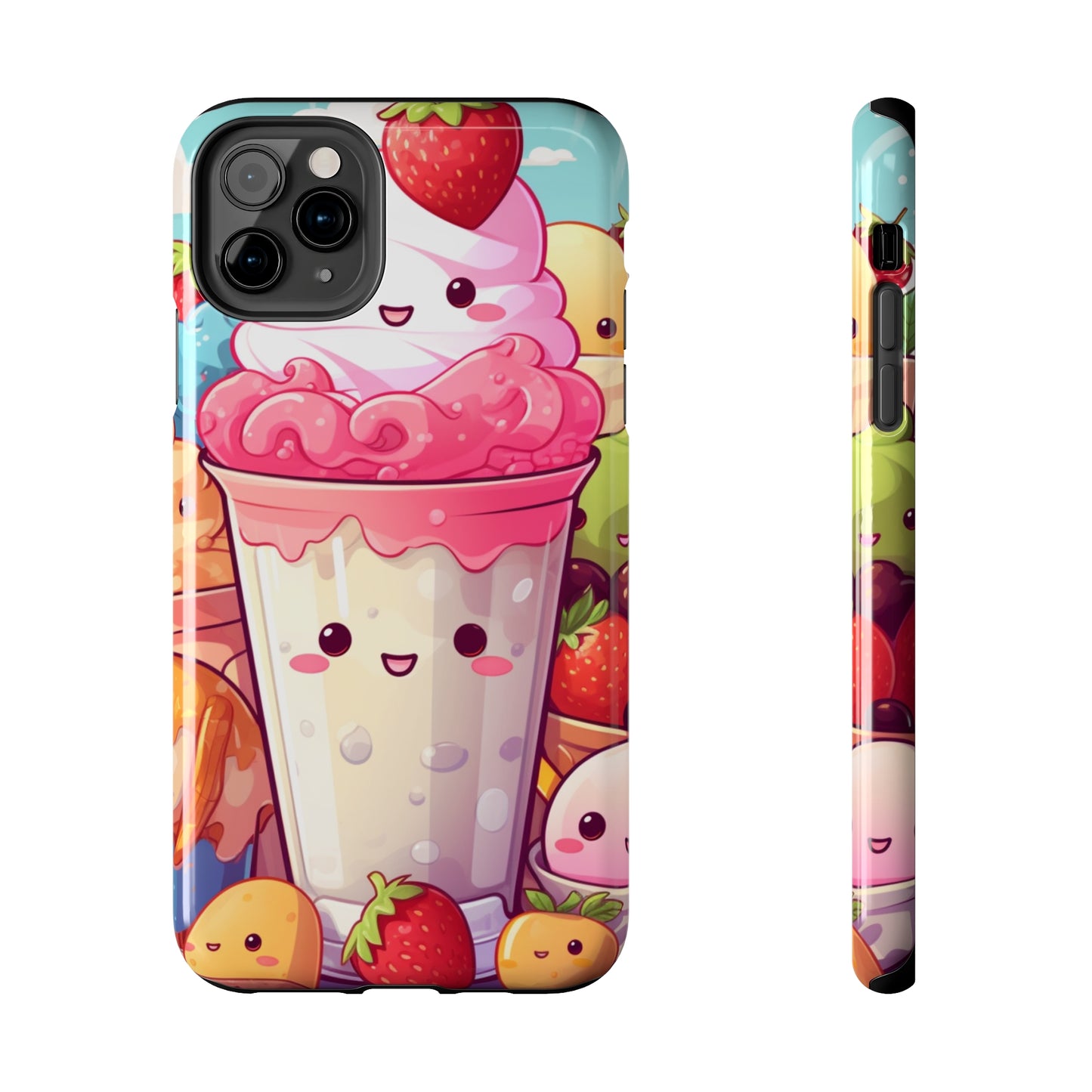 Strawberry Japan Milkshake - Kawaii Dessert Delight - Sweet Berry Anime Character - Tough Phone Cases