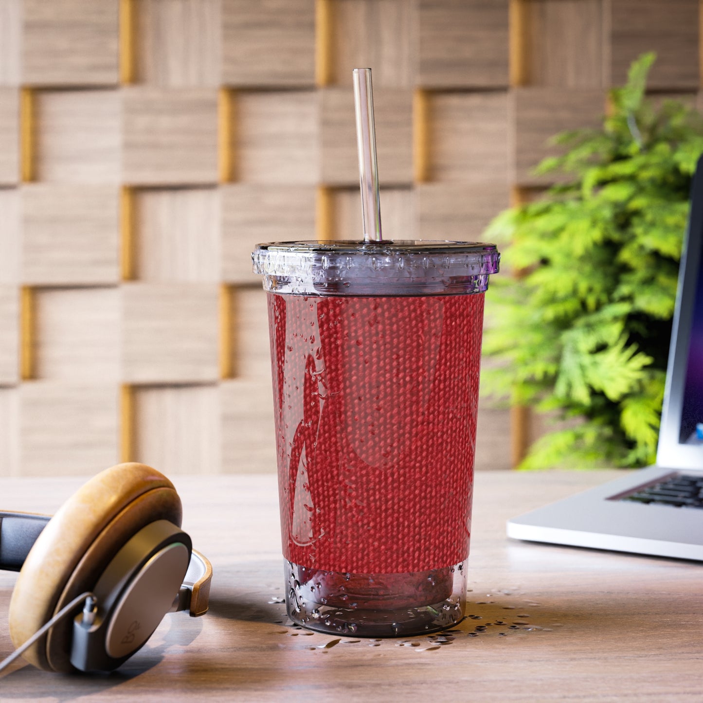 Rojo rubí atrevido: estilo de tela apasionado, inspirado en la mezclilla - Suave Acrylic Cup