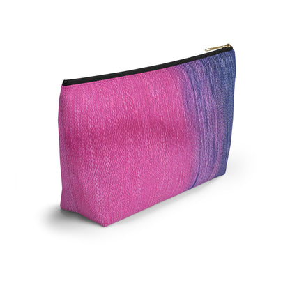 Dual Delight: Half-and-Half Pink & Blue Denim Daydream - Accessory Pouch w T-bottom