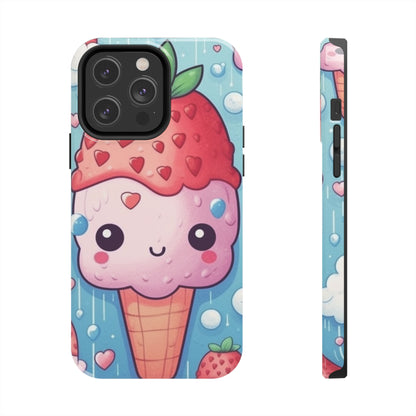 Kawaii Strawberry Sundae Cone - Traditional Japanese Anime Dessert Delight - Sweet Berry Otaku Gift - Tough Phone Cases