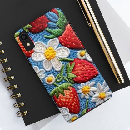 Orchard Berries: Juicy Sweetness from Nature's Garden - Fresh Strawberry Elegance - Tough Phone Cases