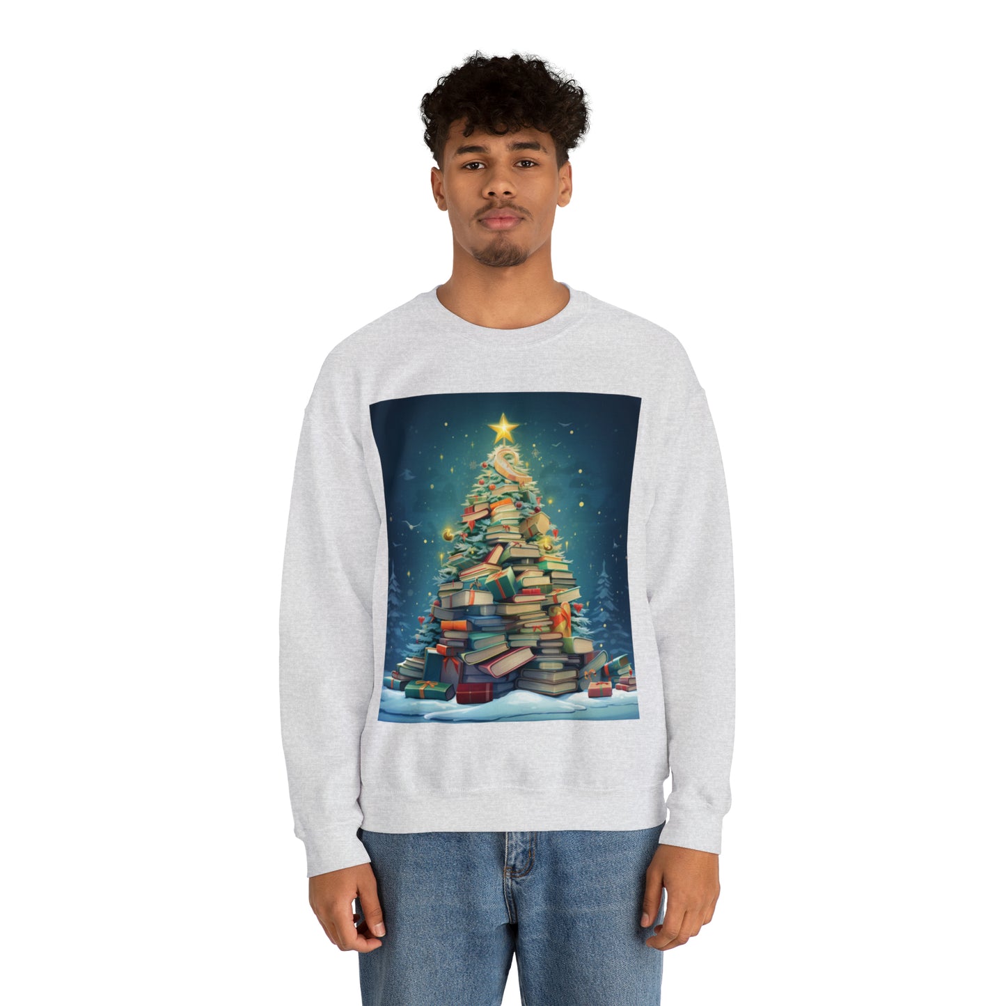 Book Worm Club Christmas Tree Seasonal Winter Holiday - Unisex Heavy Blend™ Crewneck Sweatshirt