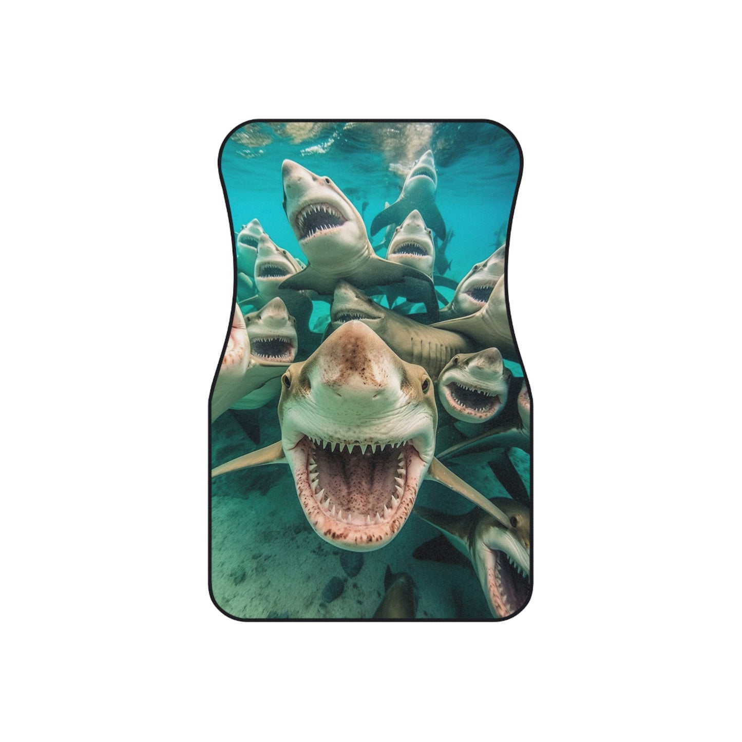 Laughing Lemon Sharks: Joyful Sea Jaws Ocean Deep - Car Mats (Set of 4)