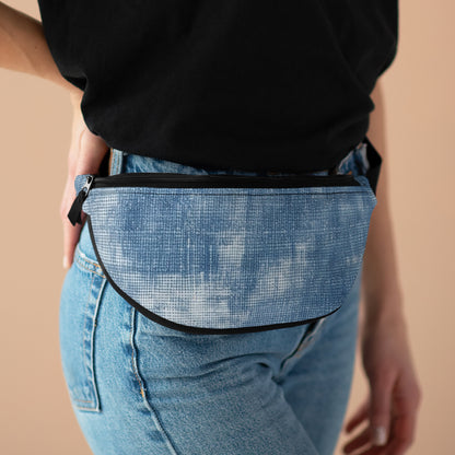 Faded Blue Washed-Out: Denim-Inspired, Style Fabric - Fanny Pack