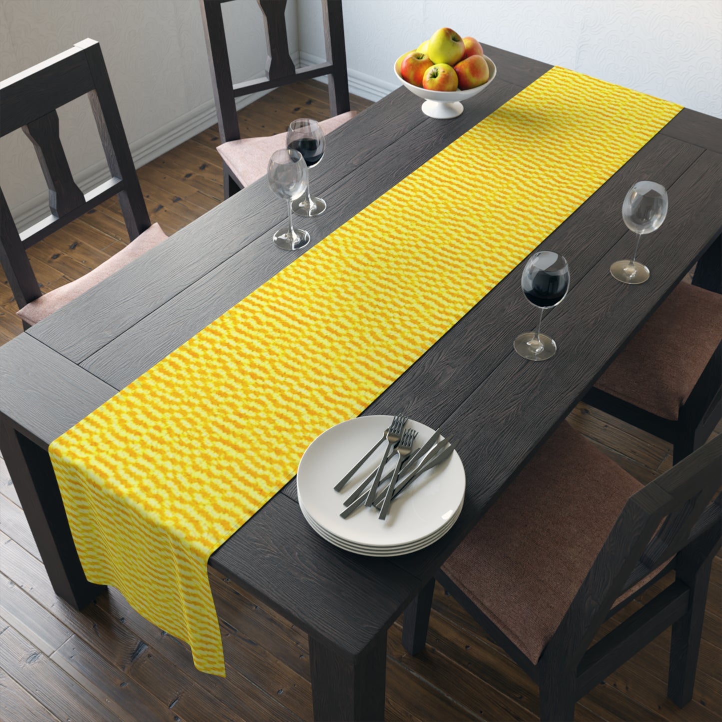 Sunshine Yellow Lemon: Denim-Inspired, Cheerful Fabric - Table Runner (Cotton, Poly)