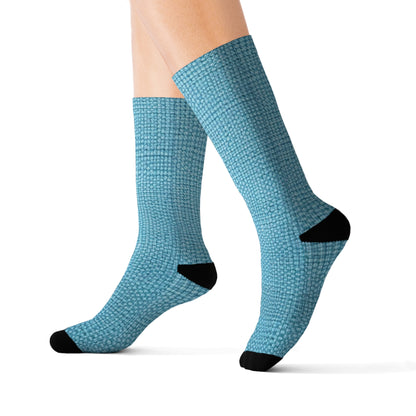 Bright Aqua Teal: Denim-Inspired Refreshing Blue Summer Fabric - Sublimation Socks