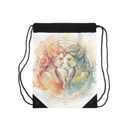 Pastel Gemini Astrology Art - Twins Symbol, Light Color - Drawstring Bag