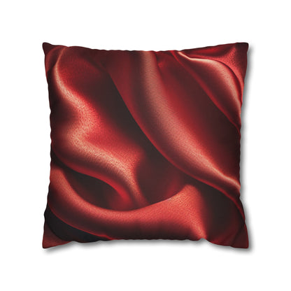 Red Silk, Spun Polyester Square Pillowcase