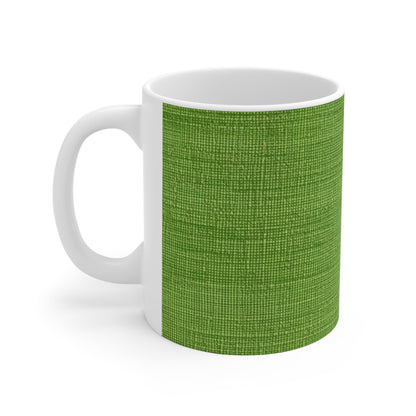 Olive Green Denim-Style: Seamless, Textured Fabric - Ceramic Mug 11oz