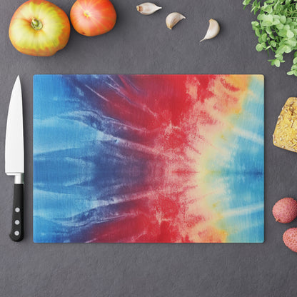 Rainbow Tie-Dye Denim: Vibrant Multi-Color, Fabric Design Spectacle - Cutting Board