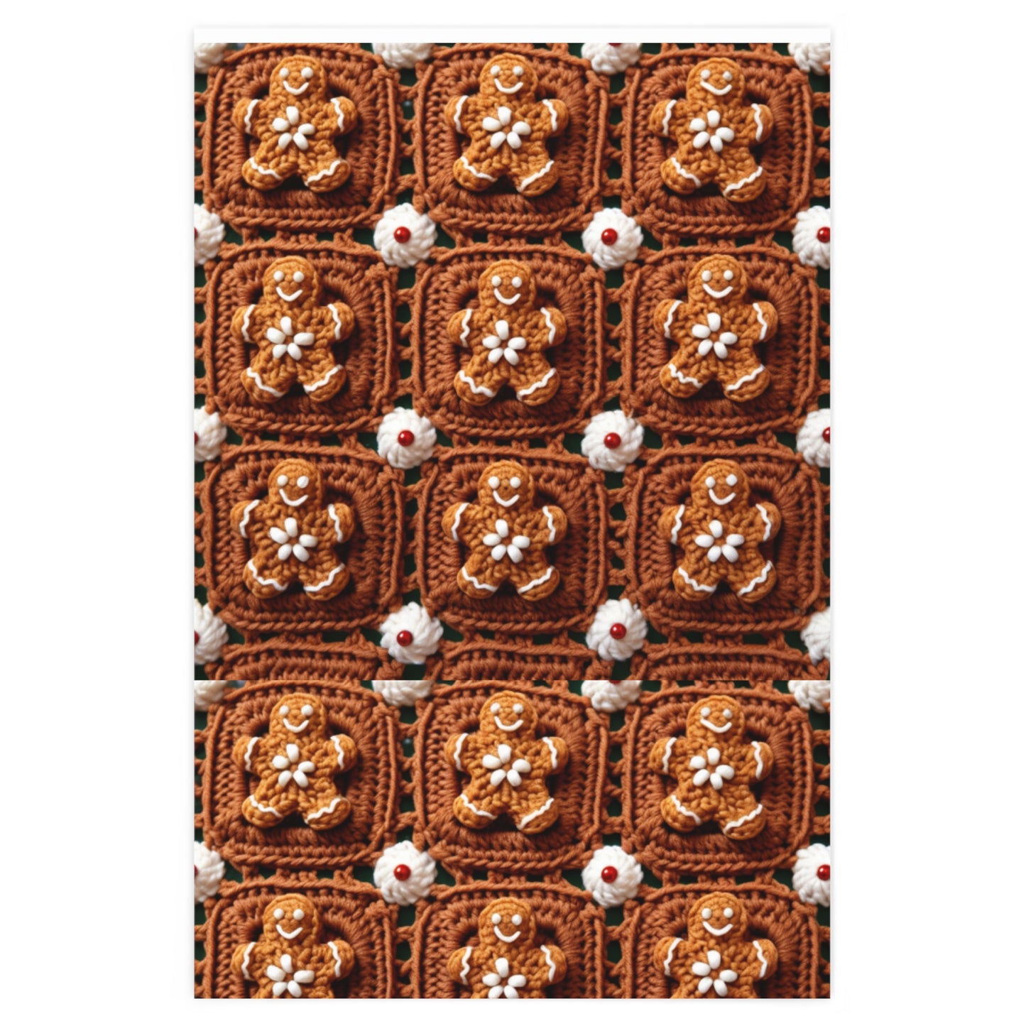 Gingerbread Man Crochet, Classic Christmas Cookie Design, Festive Yuletide Craft. Holiday Decor - Wrapping Paper