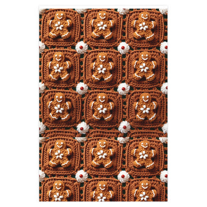 Gingerbread Man Crochet, Classic Christmas Cookie Design, Festive Yuletide Craft. Holiday Decor - Wrapping Paper