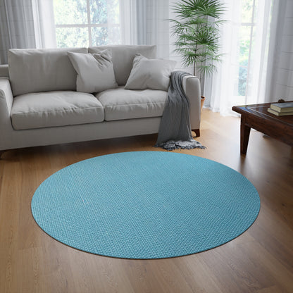 Bright Aqua Teal: Denim-Inspired Refreshing Blue Summer Fabric - Round Rug