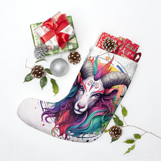 Chill Capricorn Style - Fine Line Multicolor Astrology Design - Christmas Stockings