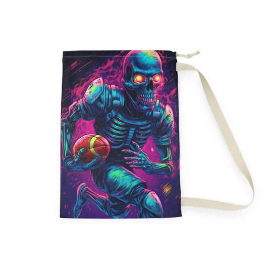 Spooky Football Treats: Fantasy Skeleton Athlete Game Bag, Sporty Halloween Candy Pouch - Laundry Bag