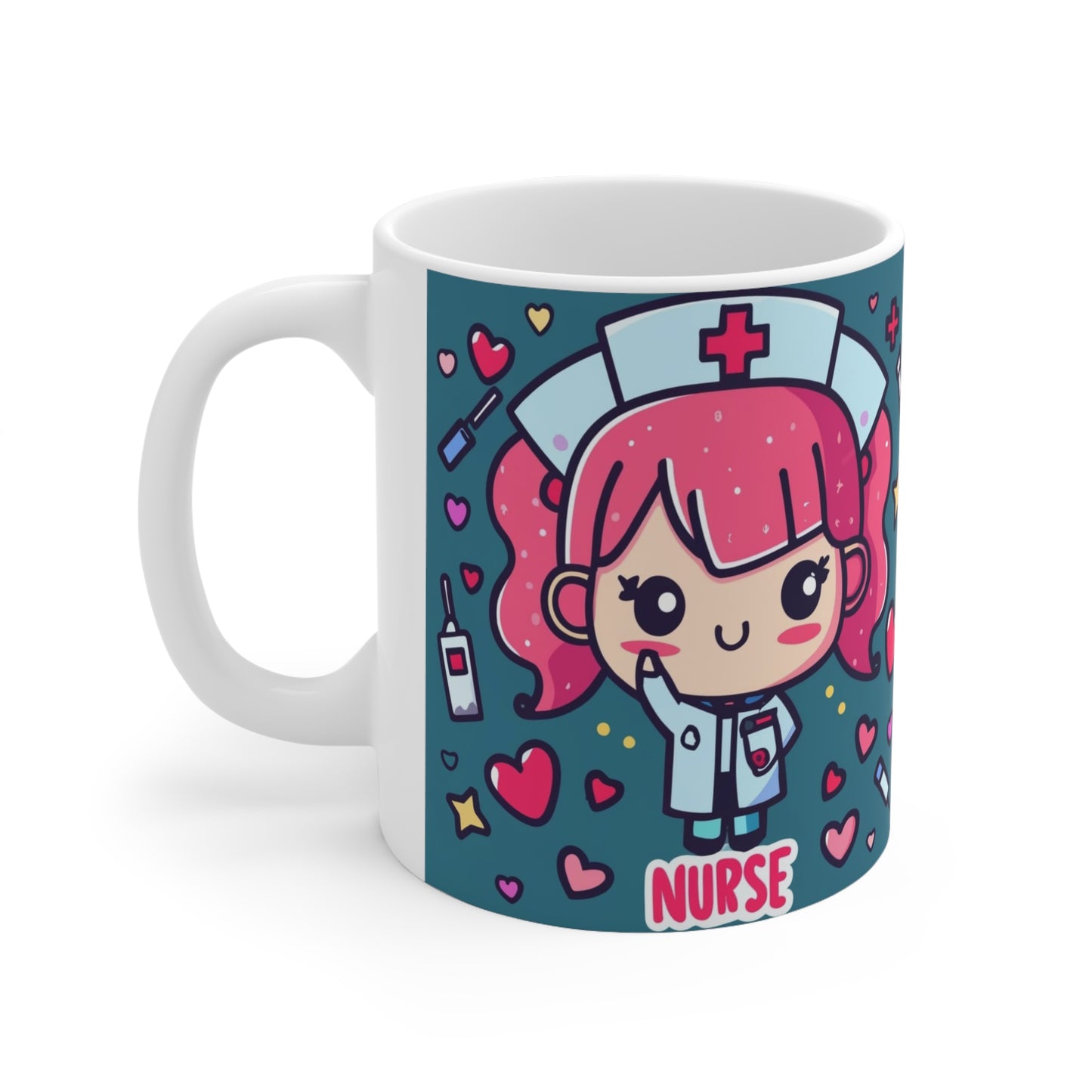 Enfermera Cartoon Anime - Lindo regalo Kawaii para enfermeras - Enfermería gráfica - Taza de cerámica 11oz 