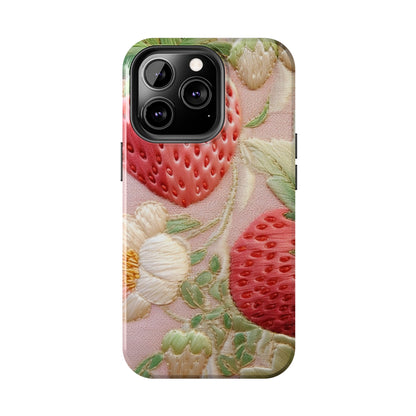 Red Berry Strawberries - Embroid Fruit - Healthy Crop Feast Food Design - Tough Phone Cases