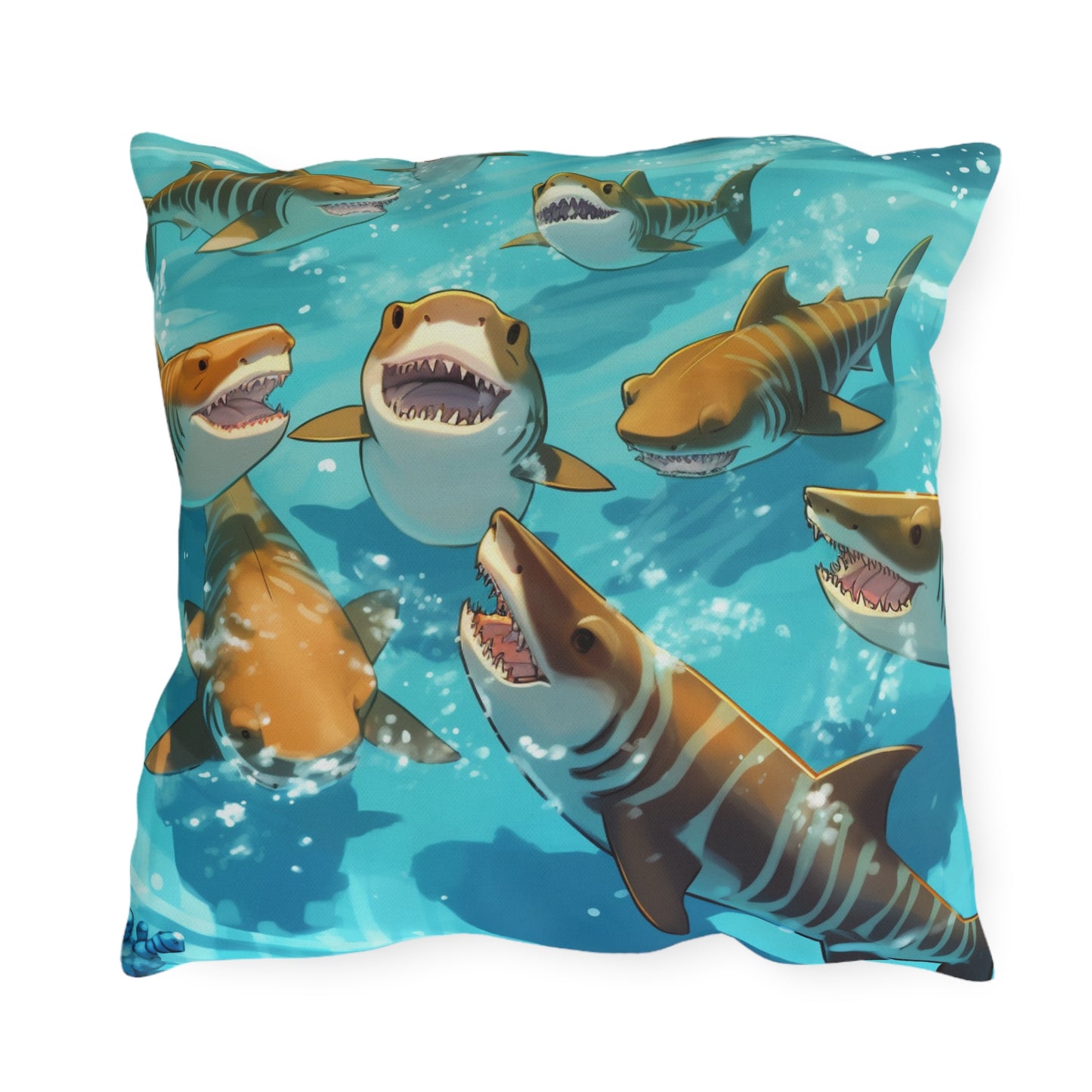 Tiger Shark: Ocean Marine Wildlife - Underwater - Outdoor Pillows