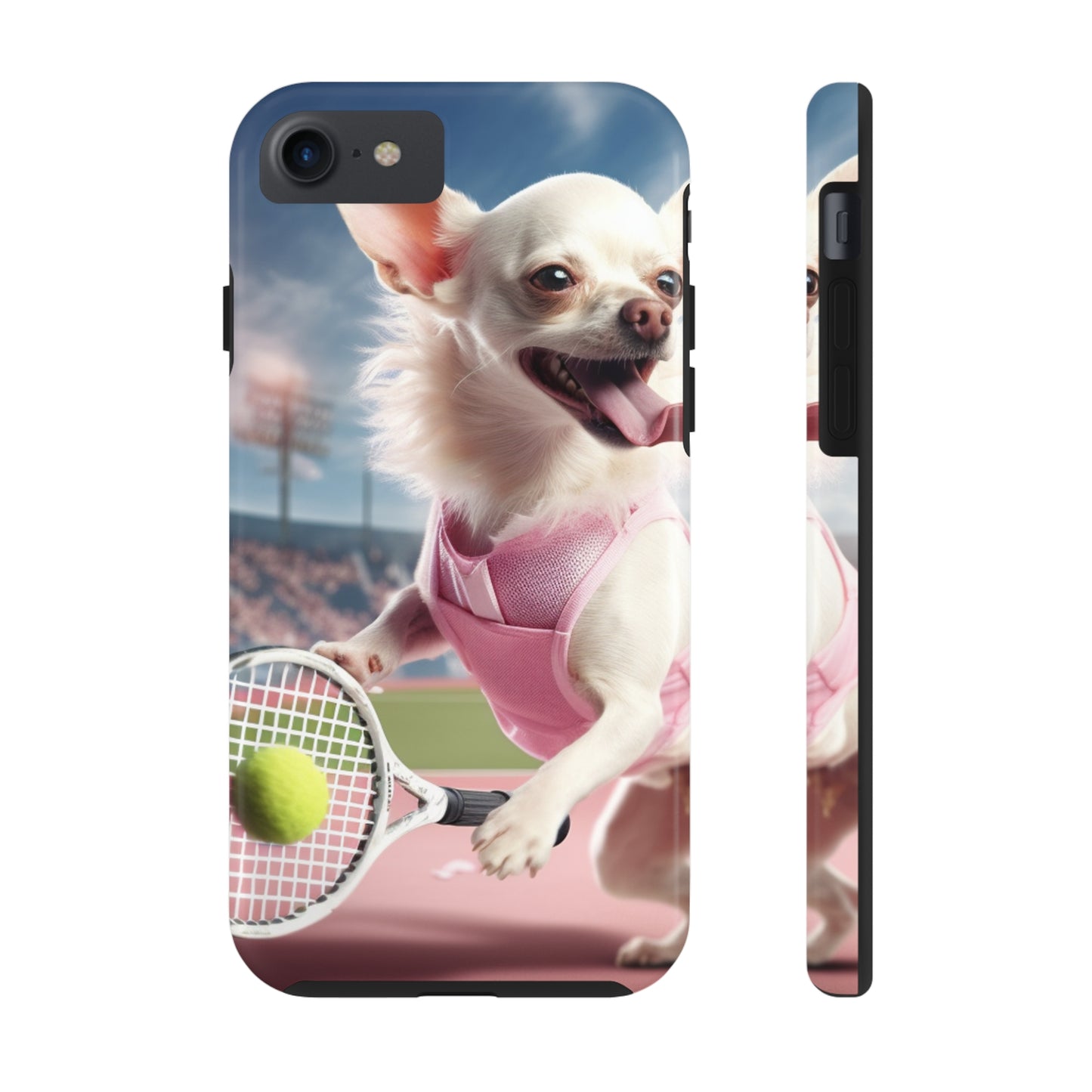 Chihuahua Tennis Ace: Dog Pink Outfit, Court Atheletic Sport Game - Tough Phone Cases