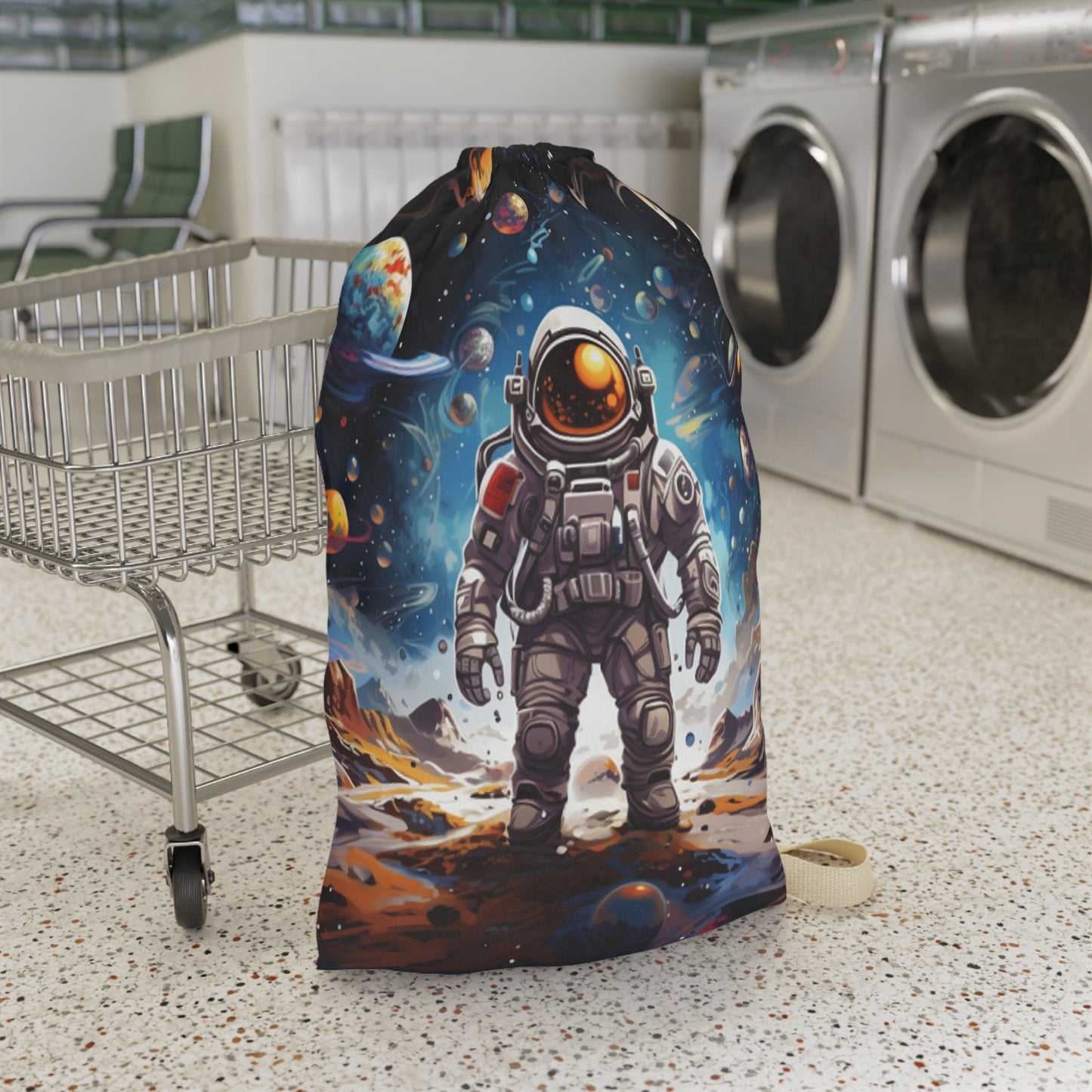 Galactic Voyage: Astronaut Journey in Celestial Star Cosmic Exploration - Laundry Bag