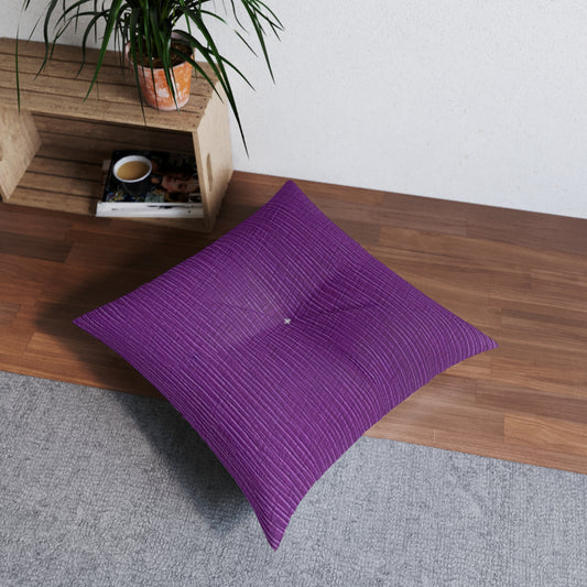 Violet/Plum/Purple: Denim-Inspired Luxurious Fabric - Tufted Floor Pillow, Square