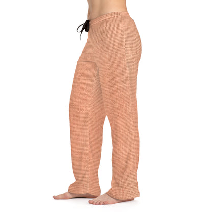 Melocotón rosa-naranja suave: tela exuberante inspirada en la mezclilla - Pantalones de pijama para mujer (AOP) 