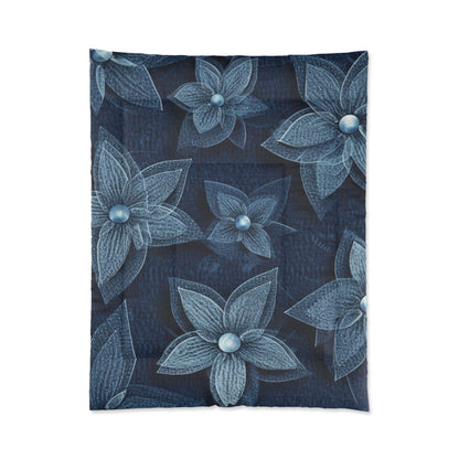 Hawaiian Flower Design - Denim-Inspired Decor Piece - Comforter