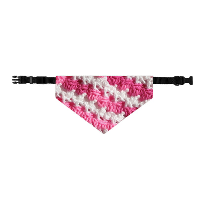 Hot Pink & White Knit, Vibrant Yarn Blend, Modern Chic Texture - Dog, Pet Bandana Collar