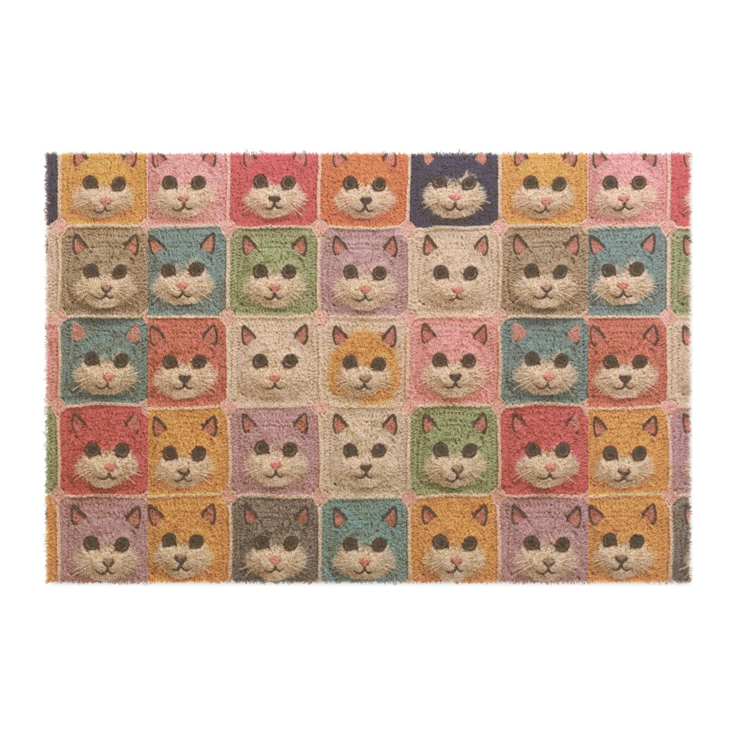 Crochet Cat, Summer Cotton, Feline, Retro Cat Cardigan, Kitten Crochet Cotton Creation - Door Coir Mat