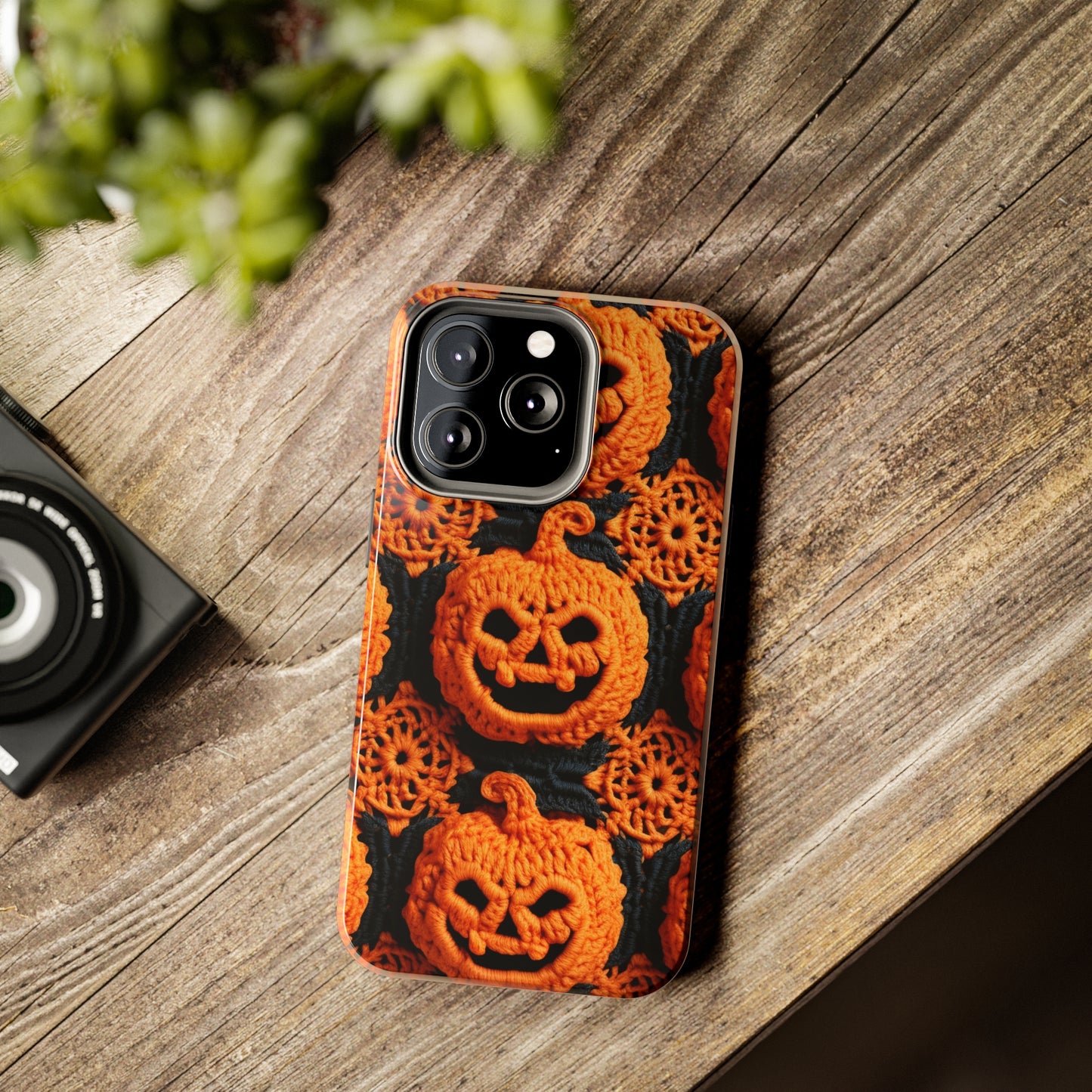 Halloween Crochet Pumpkin Scary Horror Festive Holiday Pattern - Tough Phone Cases