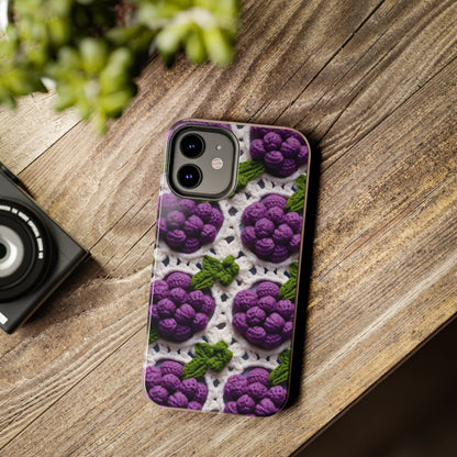 Crochet Grapes Pattern - Granny Square Design - Fresh Fruit Pick - Orchard Purple Snack Food - Tough Phone Cases