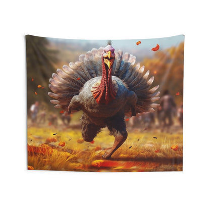 Thanksgiving Trot Turkey Run Athlete Sprint Racer Holiday Feast Dinner - Indoor Wall Tapestries