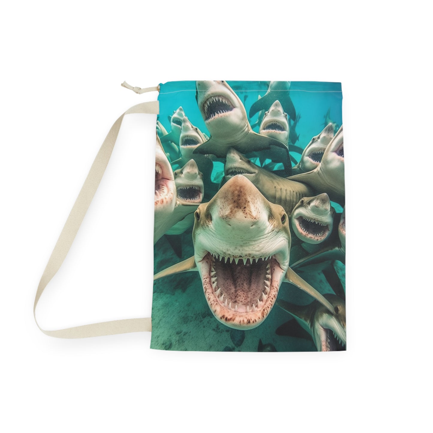 Laughing Lemon Sharks: Joyful Sea Jaws Ocean Deep - Laundry Bag