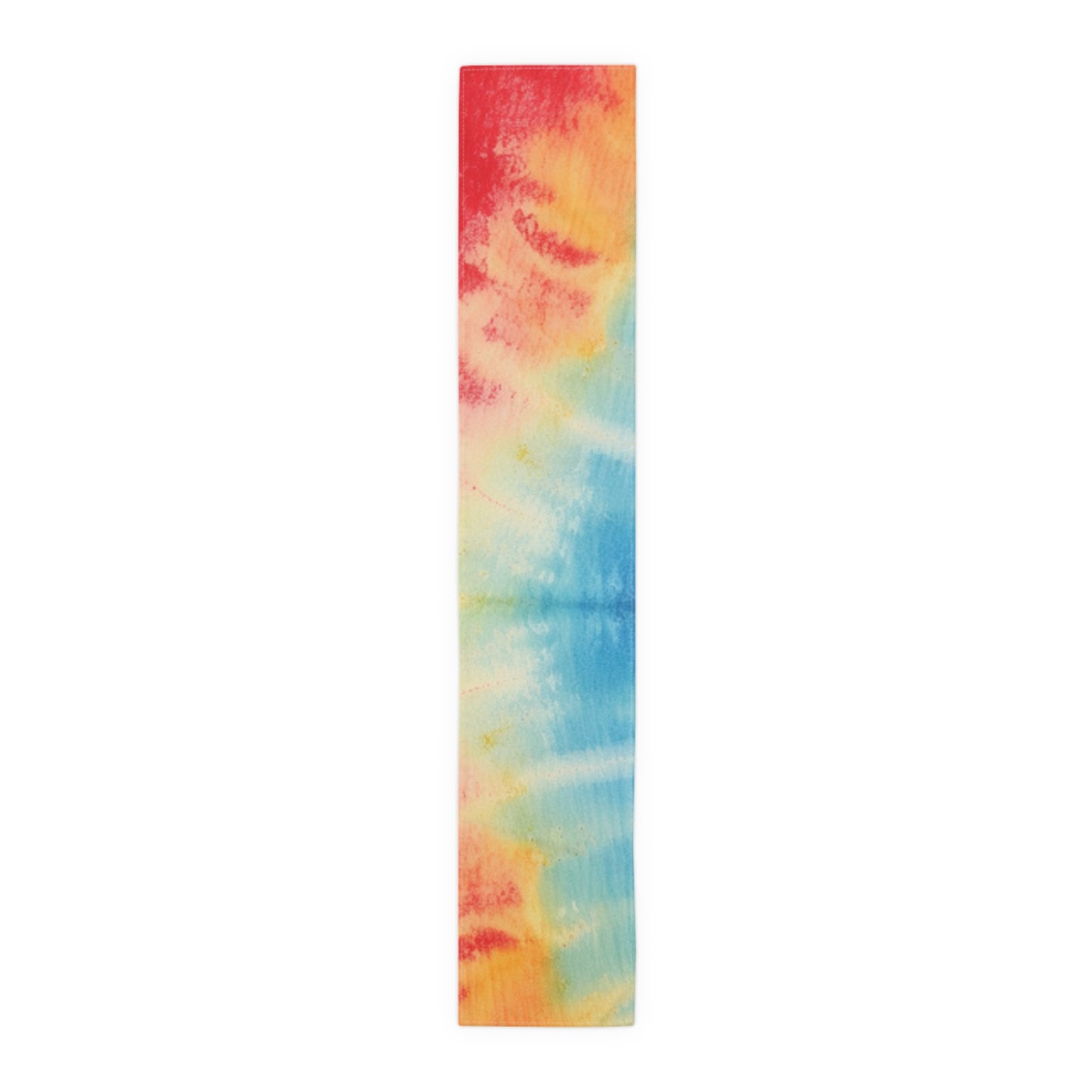 Rainbow Tie-Dye Denim: Espectáculo de diseño de tela multicolor vibrante - Camino de mesa (algodón, poliéster) 