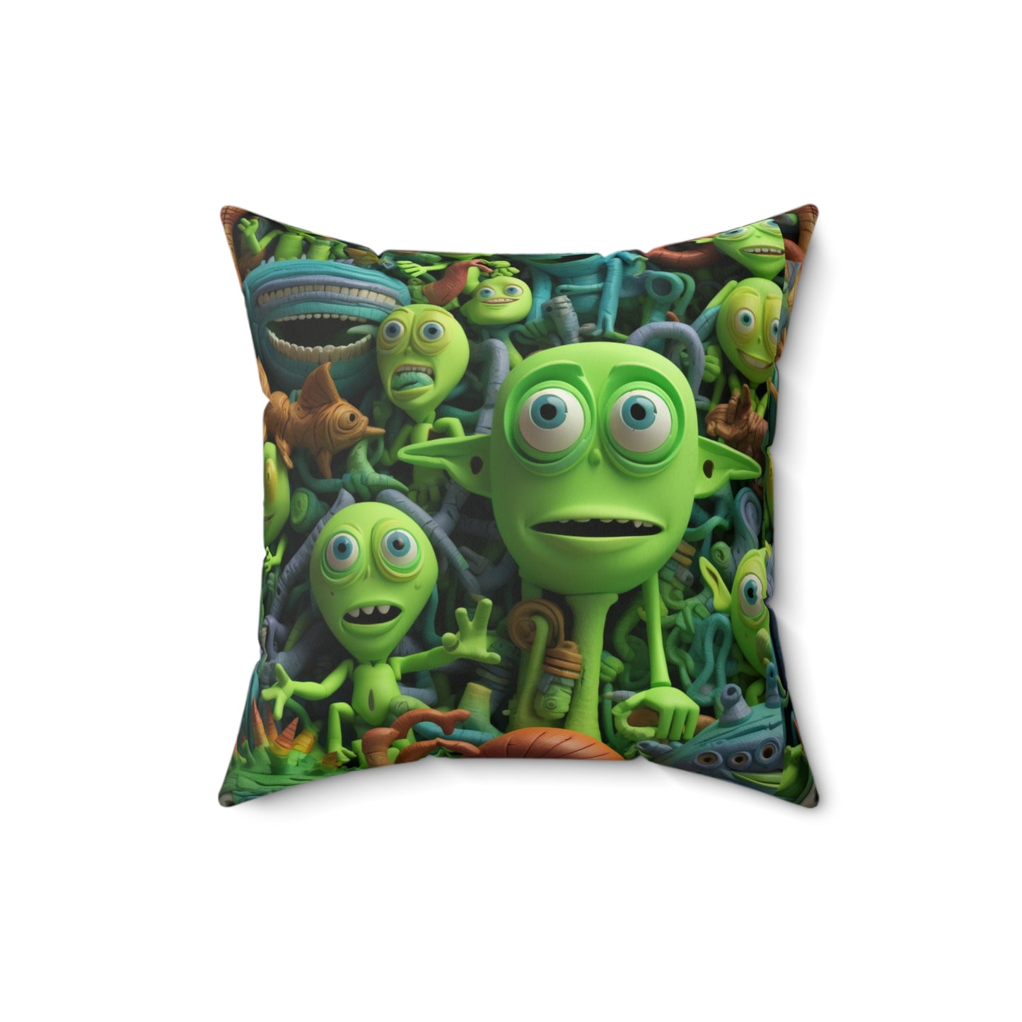 Toy Alien Story Space Character Galactic UFO Anime Cartoon - Spun Polyester Square Pillow