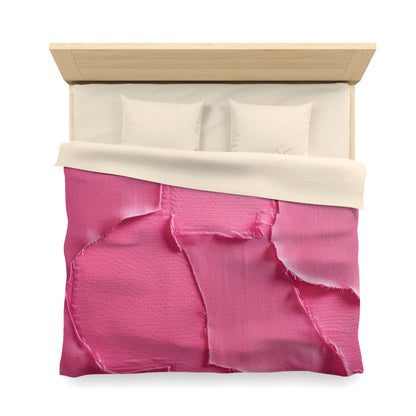 Distressed Neon Pink: Edgy, Ripped Denim-Inspired Doll Fabric - Microfiber Duvet Cover