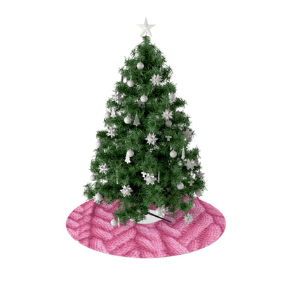 Blush Knit: Soft Hot Pink Palette Textured Fabric Design - Christmas Tree Skirts