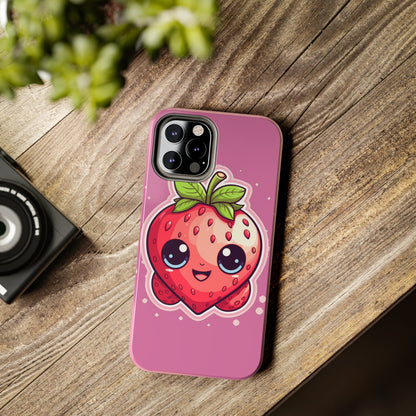 Kawaii Strawberry Adventure - Anime Classic Traditional Japanese Fruit - Otaku Artwork - Tough Phone Cases