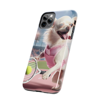 Chihuahua Tennis Ace: Dog Pink Outfit, Court Atheletic Sport Game - Tough Phone Cases